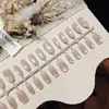 Unhas Postiças Oval Curta/Média Lichia Aquarelada Gradiente Contas de Vidro Olho de Gato Manicure Desejo Puro Suave Unhas Pré-Fabricadas