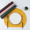 Mantel Semi-Circular Impermeable y Resistente al Aceite de Piel Sintética PU, Color Sólido, Mantel Aislante Térmico Estilo Ins, Artículos para Hotel y Hogar, Base para Plato