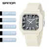 Reloj Serie Jelly Sanda Moda Estudiante Color de Contraste 50m Resistente al Agua Cuadrado de Cuarzo Silencioso Examen Reloj para Hombres y Mujeres