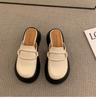Zhike sapatos japoneses retrô sola grossa bolsa de couro slip-on cabeça sapatos femininos 2024 primavera e verão novos chinelos femininos agasalhos
