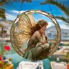 Letrero Colgante de Disco Plano Acrílico Creativo Transfronterizo con Imagen de Princesa Fantasía Cuento de Hadas Belleza, Decoración de Ventana Atrapasoles, Letrero de Porche