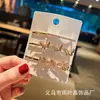 Set de Horquillas Doradas con Pedrería Estilo Coreano, Pinzas para el Cabello con Lazo, Corazón y Estrella Tachonadas de Diamantes de Celebridad de Internet para Flequillo y Cabello Suelto