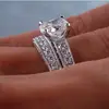 Anel Popular Huajie Europeu e Americano Transfronteiriço de Prata 925 com Zircônia Branca Anel Feminino Exquisito para Feriado Venda Direta