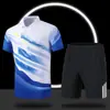 Conjunto de Uniforme Esportivo de Equipe Chinês para Homens e Mulheres, Camisa Polo Respirável de Secagem Rápida, Calça Comprida de Manga Curta, Uniforme de Treinamento com Logo Personalizado da Equipe