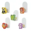 Ganchos de madera adhesivos de animales de dibujos animados para entrada y habitación infantil, ganchos de pared adhesivos creativos con adhesivo sin rastro