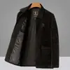 Jaqueta Masculina Nova para Primavera e Outono, Estilo Casual de Negócios para Pais de Meia-Idade, Jaqueta de Jacquard Chenille de Lapela de Botão Único
