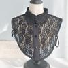 Cuello falso de encaje de flores, estilo coreano, combina con todo, cuello de camisa profesional para mujer, negro, otoño e invierno, cuello falso decorativo, blanco, invierno