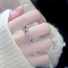 Anillo Rosa Refinado con Microincrustaciones para Chica Dulce Apertura Francesa Circonita Diseño Simple de Nicho Sentido de Alta Gama