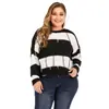 Suéter de mujer de talla grande, sexy, sin espalda, con rayas blancas y negras, con borlas y tejido irregular, 190707