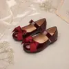 Sapatos Mary Jane com Laço de Couro Envernizado para Meninas Sapatos para Daminha de Honra Performance de Casamento Velcro Solado Macio Antiderrapante Sapatilhas Princesa