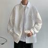 Camisa de manga larga a cuadros para hombre, marca de moda de primavera 2024, informal, de color sólido, sencilla, combinable con todo, estilo Hong Kong, tipo cárdigan