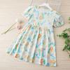 Vestido de niña, vestido de verano para niñas grandes, dulce vestido vintage de burbujas, manga corta, falda de algodón puro para niñas, falda de princesa para niñas pequeñas
