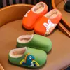 Pantuflas de algodón para niños, niños y niñas, lindas de dibujos animados, otoño e invierno, antideslizantes, impermeables, con felpa, cálidas, para interior, suela suave, pantuflas de algodón