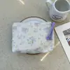 Bolsa Cosmética Linda Azul Caricatura Mini Billetera Algodón Puro Bolsa Pequeña de Tela Auriculares Lápiz Labial Bolsa de Almacenamiento Portátil