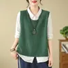 Chaleco Corto de Punto para Mujer Primavera y Otoño 2025, Corte Holgado, Adelgazante, Prendas de Punto Pullover de Moda, Color Sólido, Casual