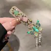 Exquisita y Etérea Horquilla Morada de Diamante Completo, Nuevo Estilo Chino Clip Lateral de Mariposa de Cristal con Borla para Recoger el Cabello Suelto, Accesorio para el Cabello Clip Bb