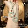 Pingente de Aventurina Natural na Cor Aqua Claro, Colar de Jade Aventurina Guanyin Buda Borboleta Flor de Peônia Corrente para Clavícula