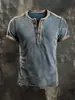 Camiseta de manga corta estampada de comercio exterior para hombre, camiseta de verano de manga corta con cuello redondo y botones de hip hop, top de moda para hombre, 2023