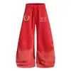 Pantalones Deportivos Oreeta Estilo Vintage Lavado Retro Americano Unisex Tendencia Diseño High-Street Streetwear Pantalones Casuales