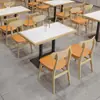 Conjunto de Mesa e Cadeiras para Refeições Rápidas em Laje de Rocha e Madeira Maciça para Lanchonetes, Restaurantes, Padarias, Lojas de Chá com Leite e Restaurantes de Hot Pot Picante; Combinação de Mesa e Cadeiras para Restaurante com Booth