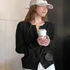 Cárdigan corto de punto color marrón melardo para mujer, otoño e invierno, alta gama, entallado a la cintura, suéter adelgazante, top interior