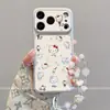 Adecuado para funda de teléfono iPhone 17, caricatura personalizada 16 Pro protección de lente de cobertura total, anticaídas con correa para la muñeca, i-star Hello Kitty