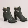 Chegada Nova 2023 Fivela de Cinto Cavaleiro Fivela para Botas Femininas Botas de Moda Salto Alto Grosso Botas de Cano Curto 32-50 Botas de Comércio Exterior