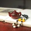 Palo de rosa Pixiu con forma de calabaza Talla de madera de maíz Tortuga de dinero Adorno de mano Artesanía de madera Decoración colgante