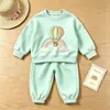 Conjunto de sudadera para bebé, nuevo estilo primavera y otoño, manga larga, ropa exterior elegante para niños y niñas, pantalones casuales deportivos, conjunto de dos piezas para niños pequeños