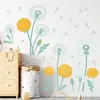 Pegatina de Pared de Diente de León Acuarela Flores Amarillas Frescas y Plantas Autoadhesivas Decoración de Pared para Habitación Infantil Pegatinas