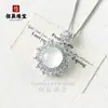 Pingente de Calcedônia Natural com Figura de Buda Banhada a Prata e Incrustação de Diamante de Alto Carbono, Novo Colar de Jade Verde Gelo Estilo Chinês de Alta Qualidade