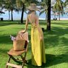 Tiro Real Nuevo Vestido de Vacaciones en la Costa Turístico Elegante de Tirantes Finos con Cordón Espalda Descubierta