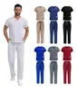 Conjunto de Uniforme Médico para Mulheres - Blusa com Decote em V e Calça Reta, Uniforme de Trabalho Unissex, Uniforme Cirúrgico Ajustado, Pijama Hospitalar, Várias Cores