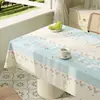 Toalha de Mesa Floral Pastoral de Primavera Impermeável e à Prova de Óleo Sem Lavagem Novo Estilo 2025 Luxo Leve High-End Toalha de Mesa para Mesa de Centro
