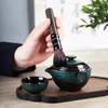 Juego de té para seis caballeros con esmaltado en horno, accesorios para juego de té de kung fu, tetera de cerámica, pinza para té de ébano, adornos artísticos para el té