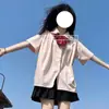 Uniforme Escolar JK para Mujer Traje de Estudiante Camisa de Manga Corta con Cuello de Muñeca Estilo Universitario Departamento Salado Falda Plisada Conjunto de Dos Piezas