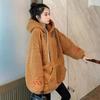 Suéter de lana de cordero grueso con capucha y forro polar para mujer, estilo coreano, holgado, de manga larga, para otoño e invierno, para estudiantes