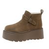 Zapatos de Lona Estilo Birkenstock para Mujer, Mocasines Peludos de Plataforma con Suela Gruesa para Aumentar la Altura, Nuevos de Invierno 2025, Ugly-Cute Gruesos