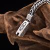 Pulseira de Prata de Lei S925 com Mantra de Seis Caracteres da Paz e Padrão de Nuvem Auspiciosa Prata Tailandesa Corrente Grossa Antiga Retrô Tecida à Mão