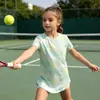 Camiseta Estampada de Manga Corta Transpirable de Secado Rápido para Niñas, Ropa de Tenis para Niños, Ropa con Protección Solar, Camiseta Ligera de Manga Corta para Exteriores para Niñas