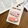 Presilha de Cabelo Rosa Doce com Toque Feminino, Versátil Presilha Bico de Pato para Franja de Ursinho de Desenho Animado, Presilha Lateral em Formato de Coração, Novo Acessório de Cabelo Infantil