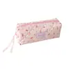 Bolsa de cosméticos con estampado de tulipanes estilo coreano, una bolsa de viaje multifuncional, una bolsa con cordón para guardar toallas sanitarias y un estuche para papelería/lápices