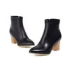 Botas Versátiles de Comercio Exterior Otoño Invierno Punta Fina Corte Bajo Piel Cremallera Lateral Botas de Mujer Transfronterizas Tacón Alto Talla Grande Dr. Botas Estilo Martens Mujer