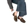 Mocasines Nuevos, Punta Cuadrada, Slip-Ons Perezosos, Tacones Altos Gruesos, Zapatos de Cuero Pequeños, Zapatos Versátiles Mary Jane Franceses, Tacones Medianos para Mujer