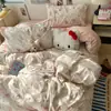 Conjunto de cama de três peças Conjunto de cama de algodão lavado com presente capa de edredom lençol de cama conjunto de quatro peças Fabricante de dropshipping atacado