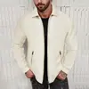 Nueva Chaqueta Abrigo Casual de Invierno para Hombre Amazon Transfronterizo Color Sólido Bolsillo con Cremallera Manga Larga Fabricante Venta al por Mayor