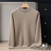 Suéter de Lana Minimalista 100% Cachemir Cuello Alto Básico Manga Larga Otoño Invierno Versátil para Viajar Adelgazante Suéter Capa Base