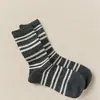 Calcetines Rayados para Mujer, Calcetines de Algodón de Media Pantorrilla para Otoño e Invierno, Engrosados y Cálidos, Versátiles Estilo Japonés Deportivos para Exterior, Calcetines Caídos, Calcetines Zhuji