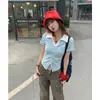 Fotos Reales, Precio Real # Camiseta de Cuello en V para Mujer, de Manga Corta, Estilo Verano, Elegante, con Abertura y Diseño de Cordón, Top de Moda.