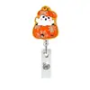 Clips de Oficina de Calabaza Halloween Acrílico Insignias Acrílicas Portatarjetas de Identificación Personal Médico Hebilla de Tirar Giratoria Retráctil Fácil